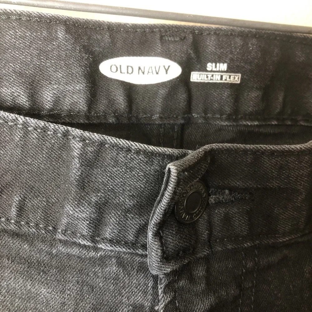 Old Navy Pants Mens Black Denim  Slim Built In Flex  Size 36 X 23.5 Inseam